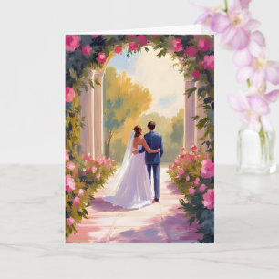 Newlyweds Bride & Groom Wedding Painting Card