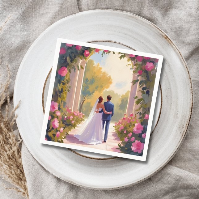 Newlyweds Bride & Groom Wedding Painting Napkin (Creator Uploaded)