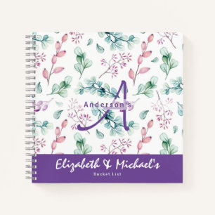 Newlyweds BUCKET LIST Pretty Botanical Floral Notebook