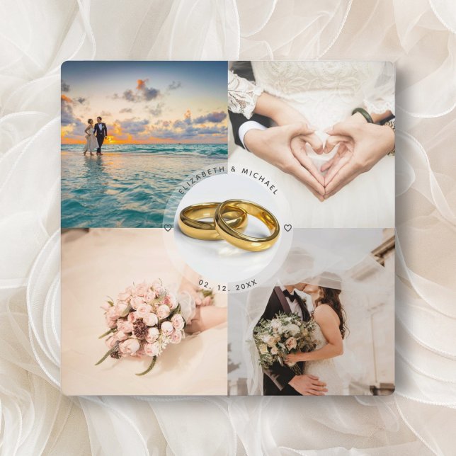 Newlyweds Couple Wedding Anniversary Photo Collage Plaque (Creator Uploaded)
