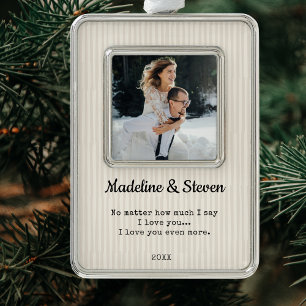 Newlyweds Elegant Modern Wedding Photo  Silver Plated Framed Ornament