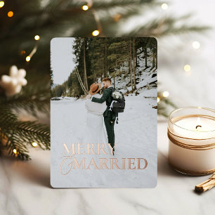 Newlyweds First Christmas Merry & Married Classic Foil Holiday Card