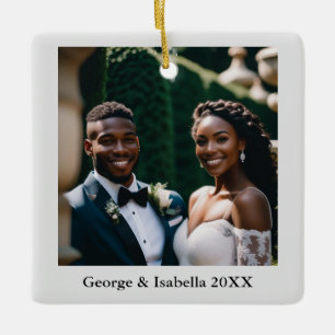 Newlyweds First Christmas Personalised Name Photo Ceramic Ornament