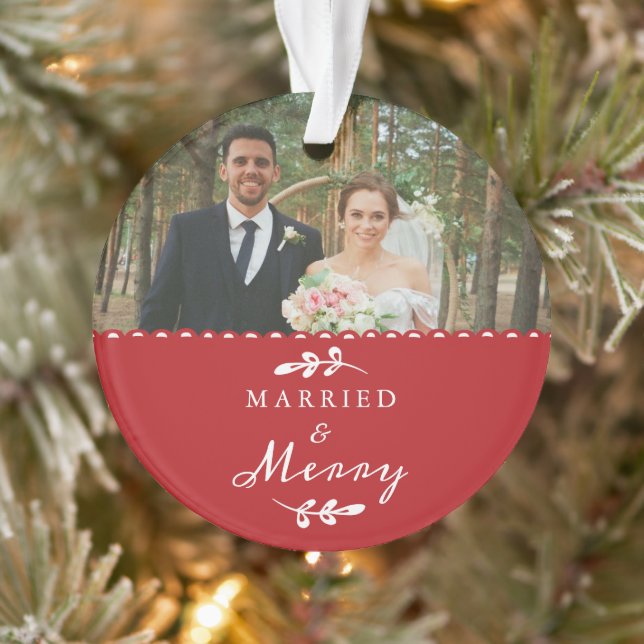 Newlyweds First Christmas Simple Photo Ornament (Tree)