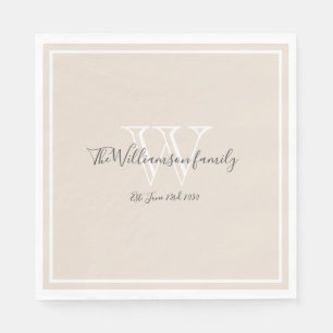 Newlyweds Gift Monogram Script Name Rustic Paper Napkin