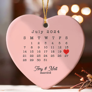 Newlyweds Just Married Ornament Wedding Date Photo