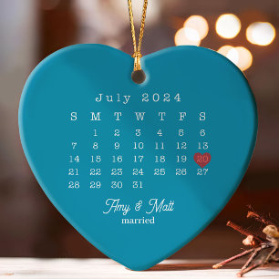 Newlyweds Just Married Ornament Wedding Date Photo