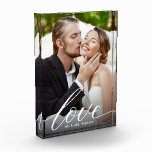 Newlyweds Love Script Photo Block<br><div class="desc">Modern elegant love script photo block.. Perfect to show off your wedding photograph.</div>