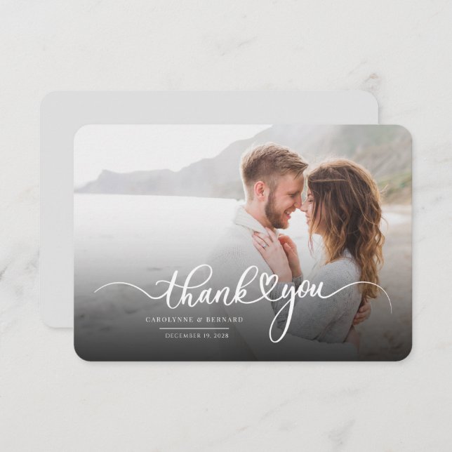 Newlyweds Modern Couple Photo Thank You Card (Front/Back)