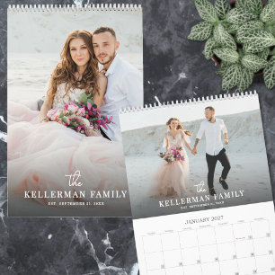 Newlyweds Modern Elegant Wedding Photo Calendar