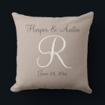 Newlyweds monogrammed Throw Pillow<br><div class="desc">A wonderful personalised wedding gift,  monogrammed with the couples names and date.  Also a nice anniversary gift.</div>