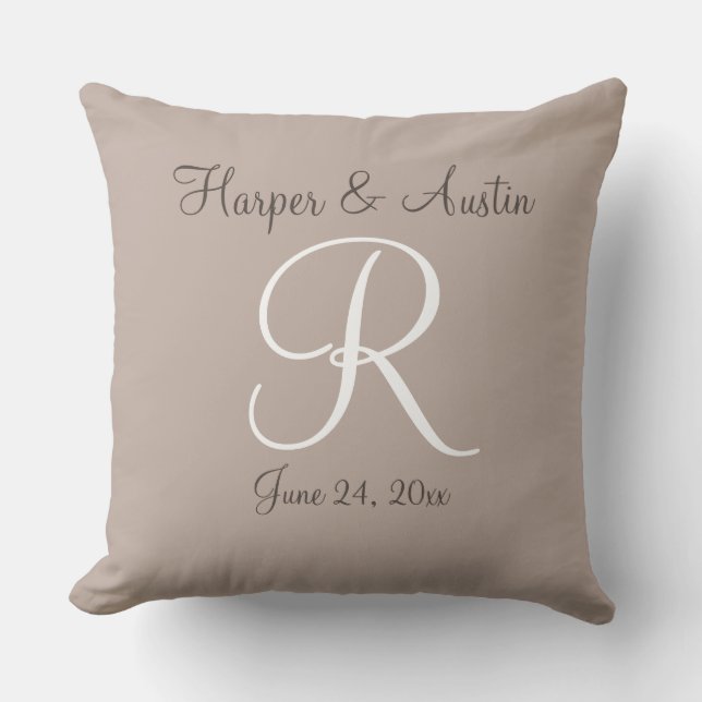 Newlyweds monogrammed Throw Pillow (Front)