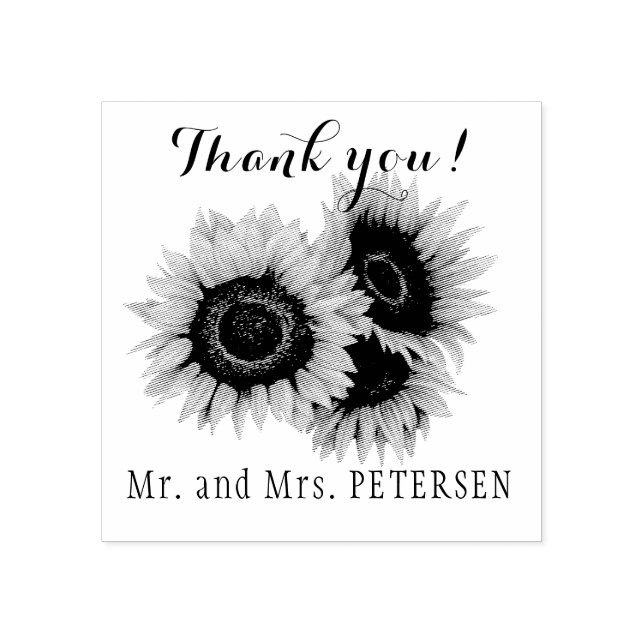 Newlyweds Mr and Mrs name rustic wedding Thank You Rubber Stamp (Imprint)