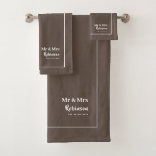Newlyweds Mr & Mrs Personalised Bath Towel Set