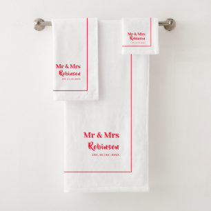 Newlyweds Mr & Mrs Personalised Large Bath Towel Set