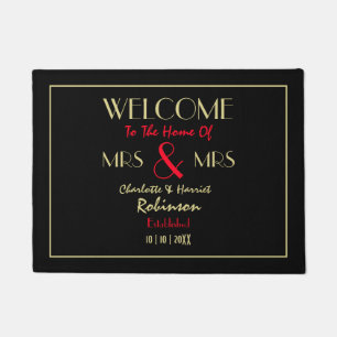 Newlyweds Mrs and Mrs Personalised Wedding Gift Doormat