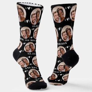  Newlyweds Photo Pattern Black Wedding Socks