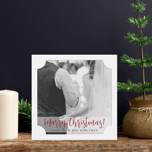 Newlyweds Photo Square Marry Christmas Card