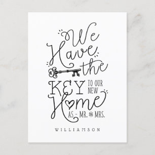 Newlyweds We Have The Key New To Our New Home Announcement Postcard