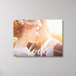 Newlyweds Wedding Custom Photo Love script Canvas Print