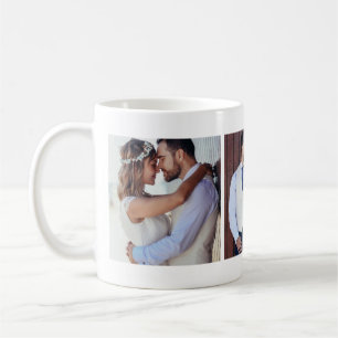 Newlyweds Wedding Day Photo Collage Mug