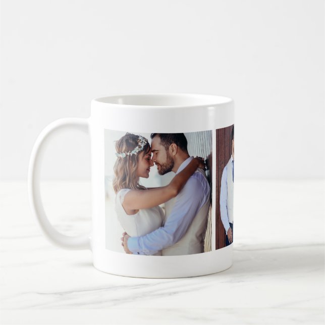Newlyweds Wedding Day Photo Collage Mug (Left)