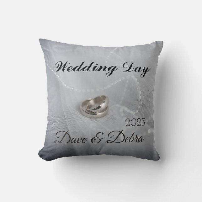 Newlyweds Wedding Day  Throw Pillow (Front)