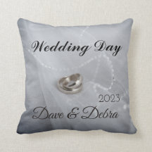 Newlyweds Wedding Day  Throw Pillow