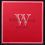 Newlyweds Wedding Gift Monogram Script Modern Chic Napkin<br><div class="desc">Newlyweds Wedding Gift Monogram Script Modern Chic Cloth Napkin. Personalised white monogram design, with charcoal grey lettering, and the newlywed bride and groom's last name and date established on a rich red background. A keepsake gift for newlyweds. Lovely for their new life together. Also makes a beautiful housewarming gift. Click...</div>