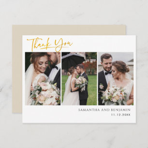 Newlyweds Wedding Photo Collage Thank You Card