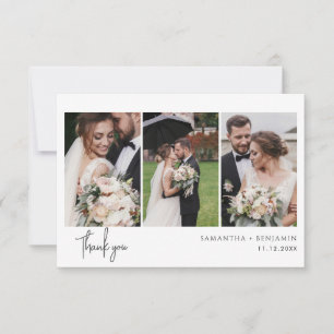 Newlyweds Wedding Photos Hand Lettered Thank You Card