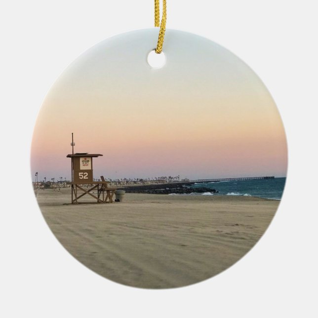 Newport Beach at Sunset, California Ceramic Ornament (Front)