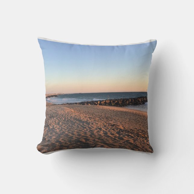 Newport Beach at Sunset, California Cushion (Front)
