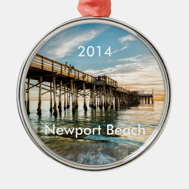 Newport Beach Balboa Pier Metal Tree Decoration (Front)