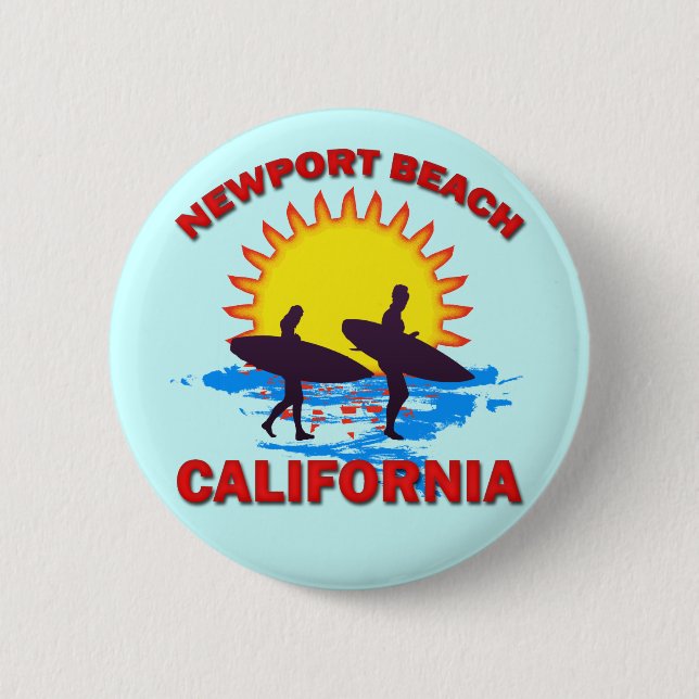 NEWPORT BEACH CALIFORNIA 6 CM ROUND BADGE (Front)