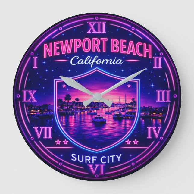 Newport Beach California Harbor  Large Clock (Front)