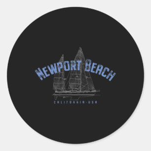 Newport Beach California Nautical Sailing Design Classic Round Sticker