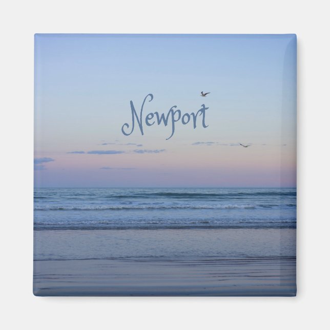 Newport Beach California Ocean Sunrise Blue Magnet (Front)