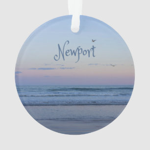 Newport Beach California Ocean Sunrise Blue Ornament