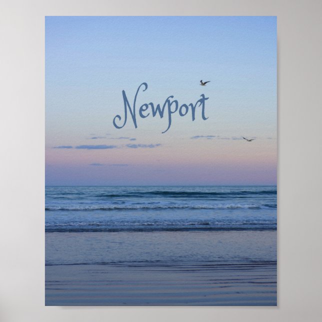 Newport Beach California Ocean Sunrise Blue Poster (Front)