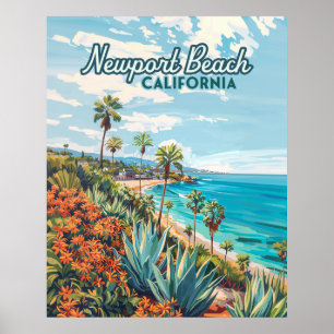 Newport Beach California Orange County Vintage Poster