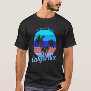 Newport Beach California Retro Palm Trees Beach Su T-Shirt