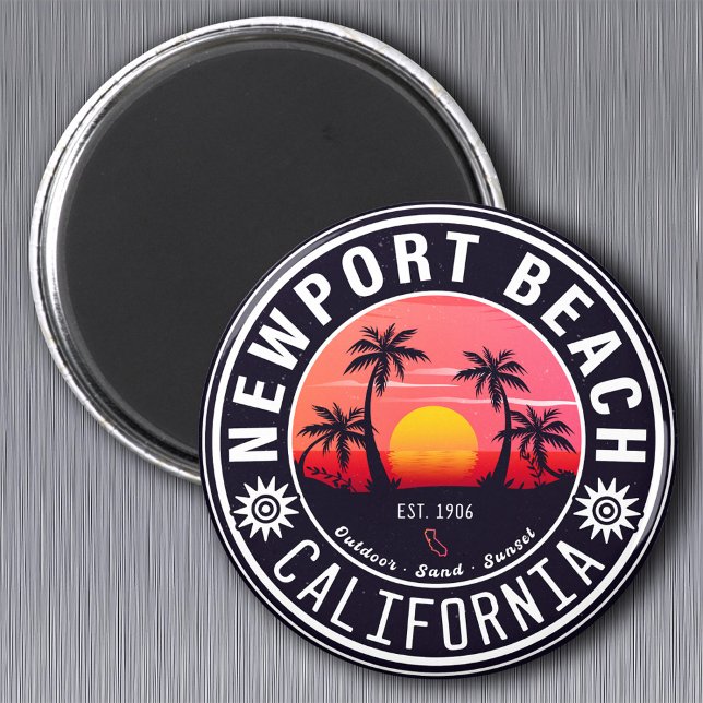Newport Beach California Retro Sunset Souvenir 80s Magnet (Creator Uploaded)