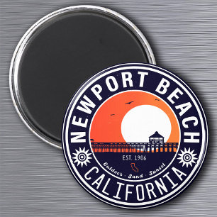 Newport Beach California Retro Sunset Vacation 80s Magnet