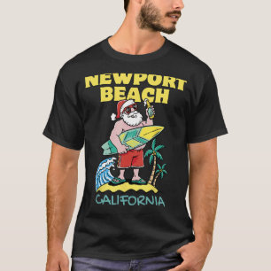 NEWPORT BEACH CALIFORNIA Santa Christmas Surfing T-Shirt