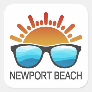 Newport Beach California Sunglasses Square Sticker