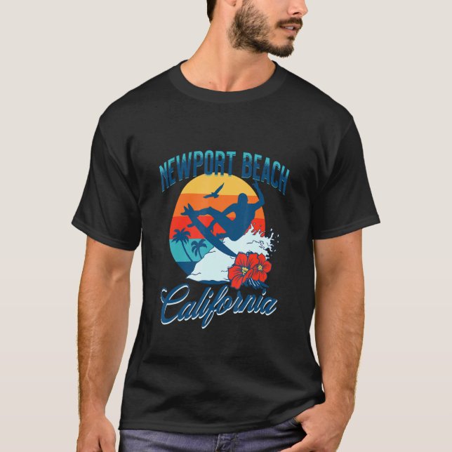 Newport Beach California Surf Summer Vacation Vint T-Shirt (Front)