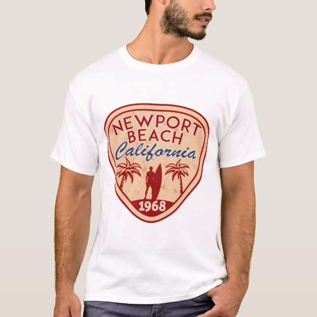 NEWPORT BEACH California Surfer Surfing Surfboard  T-Shirt (Front)