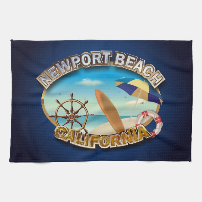 Newport Beach, California Tea Towel (Horizontal)