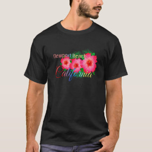 Newport Beach California Tropical Flowers Family V T-Shirt
